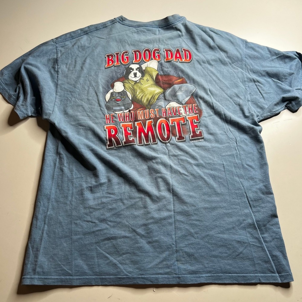 Vintage Big Dogs T Shirt Mens XL Blue Big Dog Dad Remote Graphic Tee‎ 2005